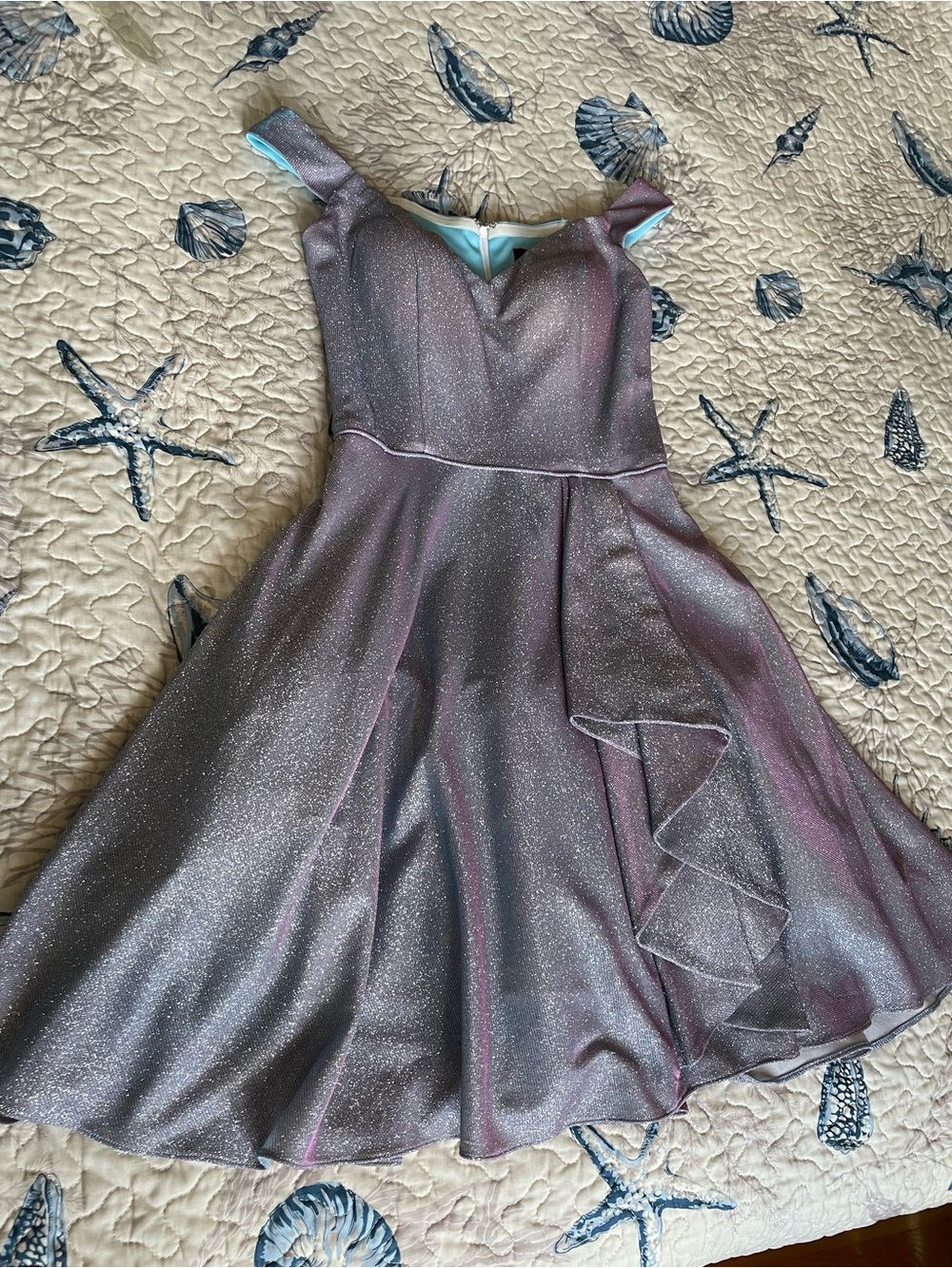 Blondie Nites Iridescent Lavender Fit-and-Flare Sparkle Dress